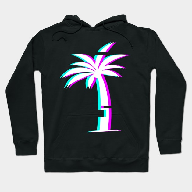 Glitch Aesthetic Vaporwave Palm Tree Hoodie by MeatMan